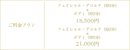 スペシャル アロママッサージ セット 料金表